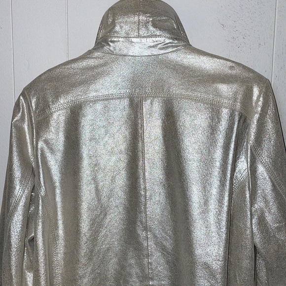 Boston Proper Silver Genuine Vintage Napa Leather Peacoat Jacket - Picture 5 of 17